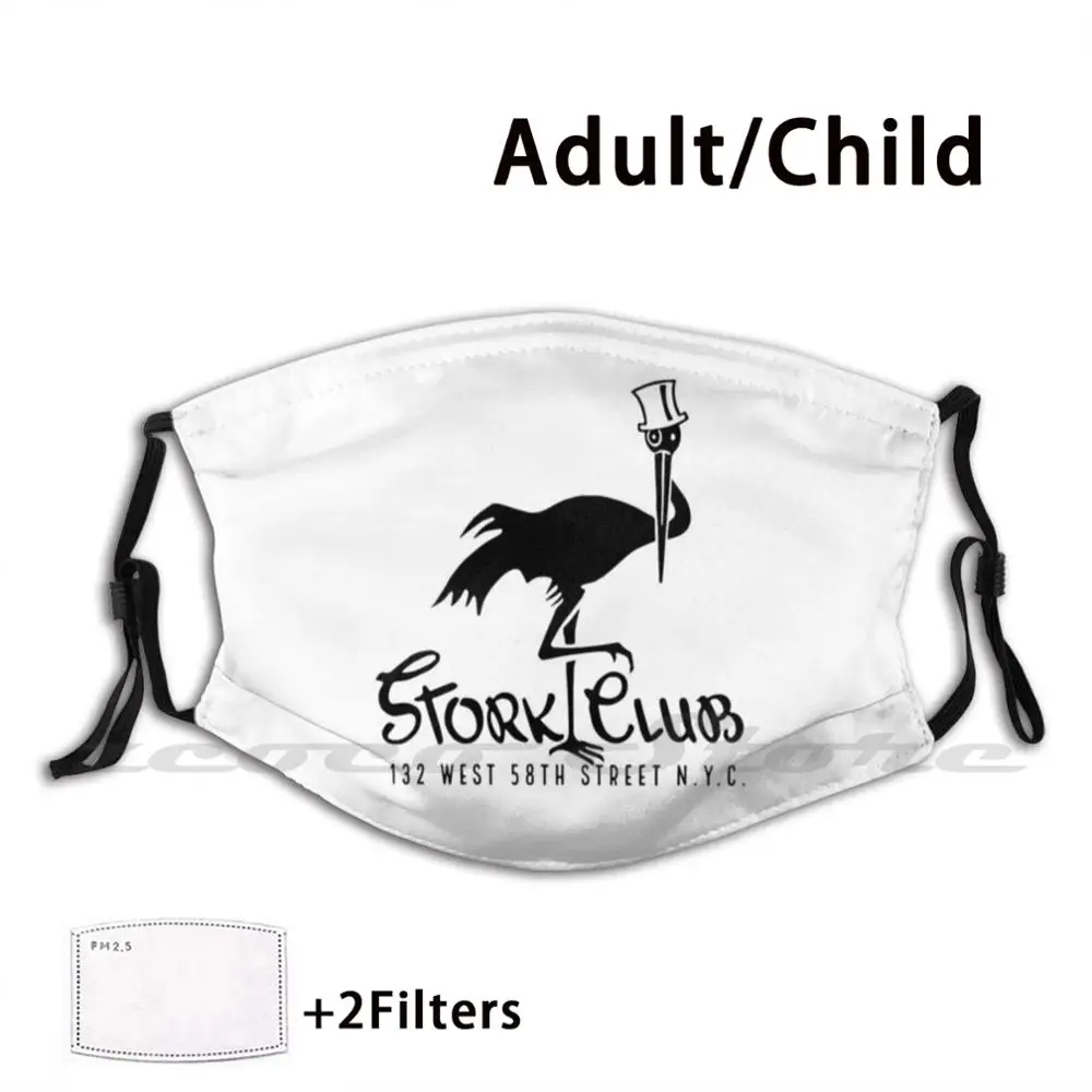 Manhattan 'S Stork Club Nightclub (Hitam) Masker Dewasa Dapat Dicuci untuk Anak Pm2.5 Logo Filter Kreativitas Stork Club New York City Nyc