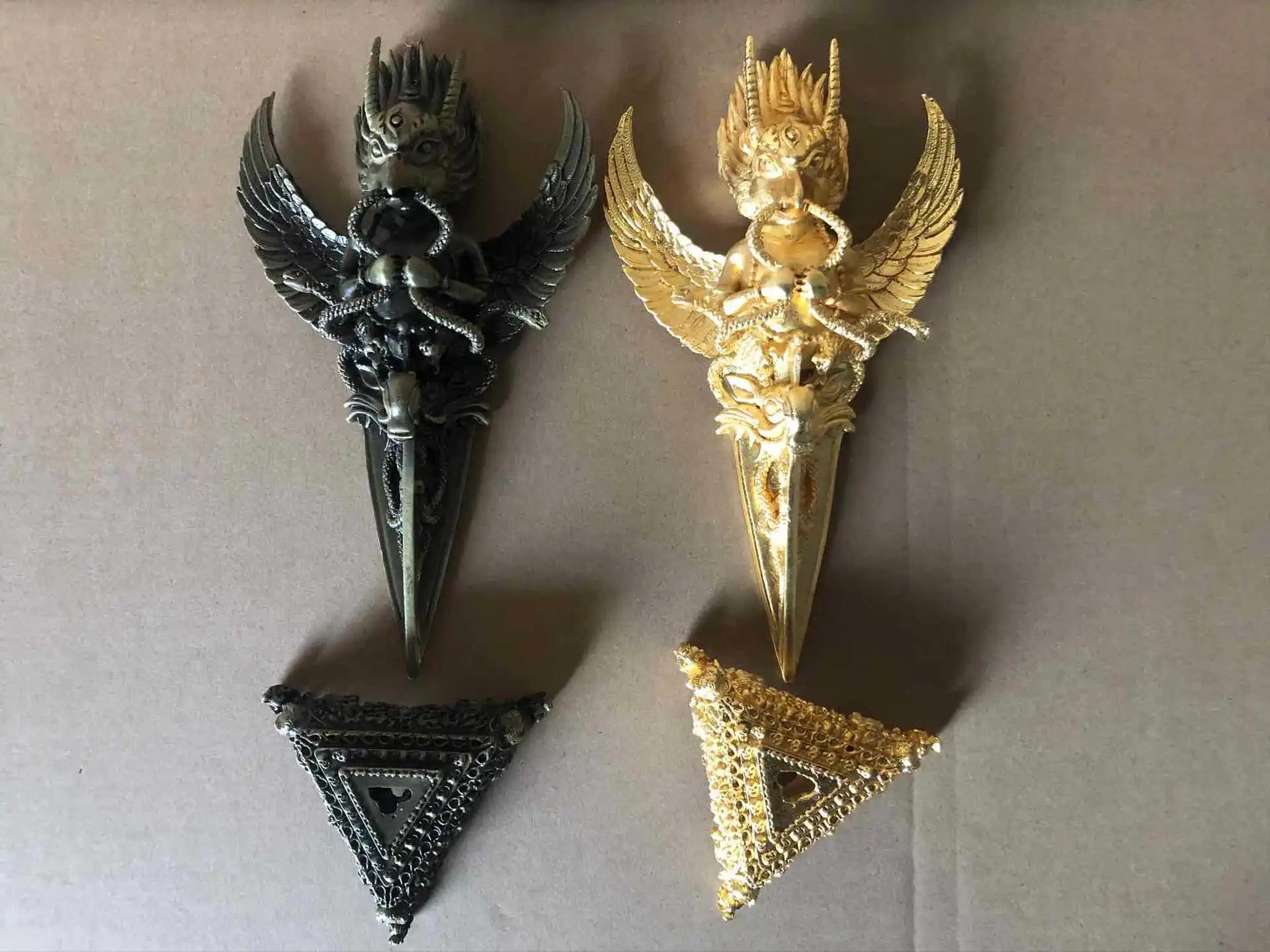 Vajra Pestle Pure Copper Alloy Gold-winged Dapeng Bird Diamond Plaque with Base Metal Crafts Tibetan Buddhism Secret Patriarchal