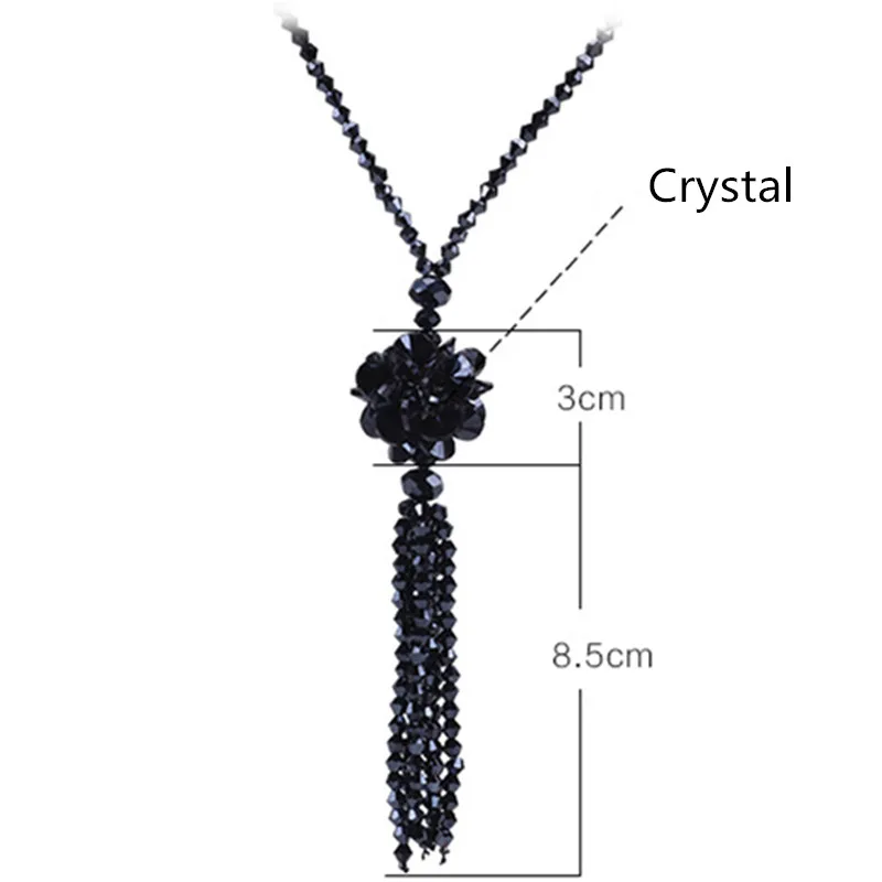 Heeda Korean Crystal Bead Long Necklace Women Autumn Winter Joker Sweater Chain Fashion 2019 Kpop Tassel Pendant Neck Decoration