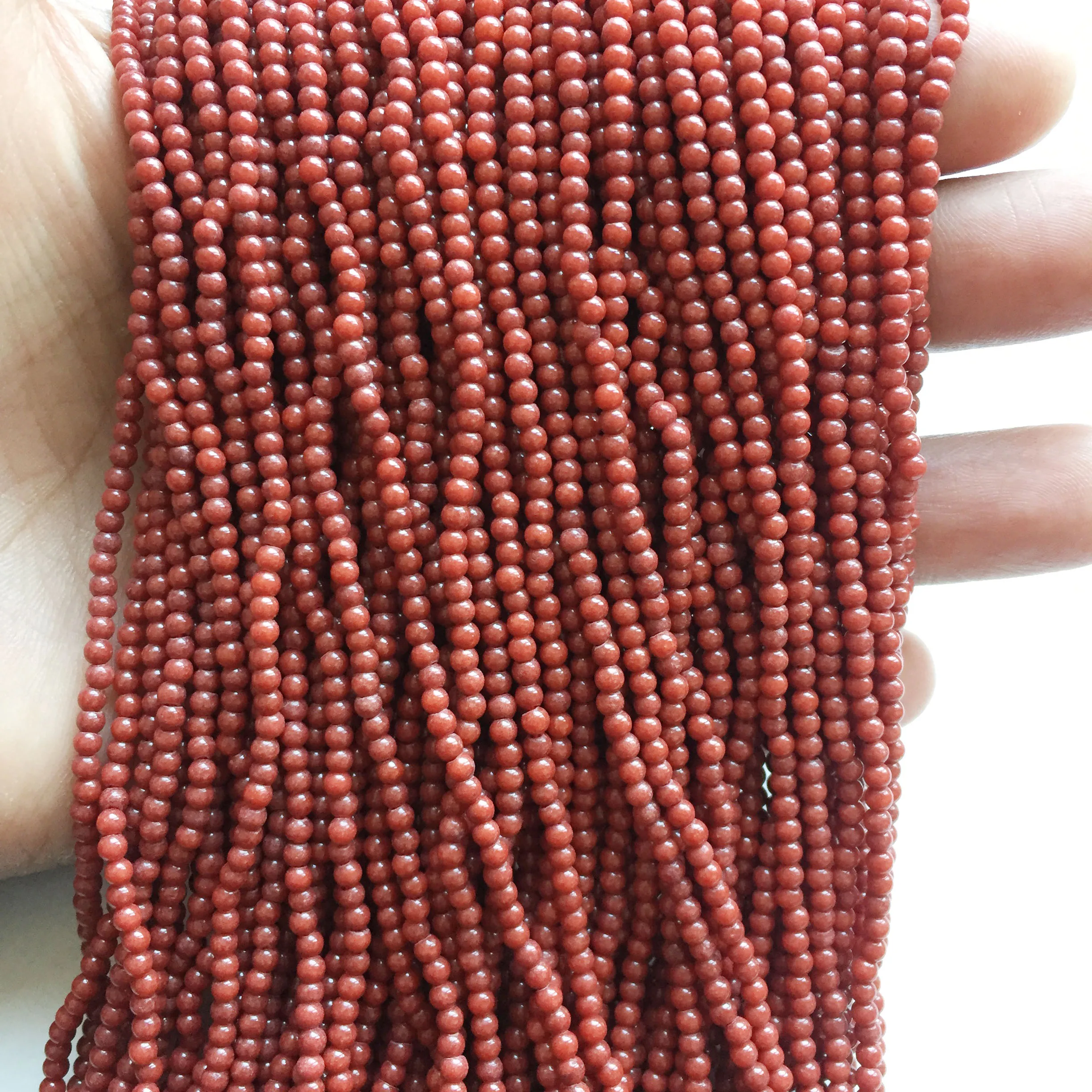 Small Size 2-3MM Ball Round Red Jade Gem Stone Beads Gemstone Spacer DIY Jewelry Making Bracelet Fashion Necklace Earrings