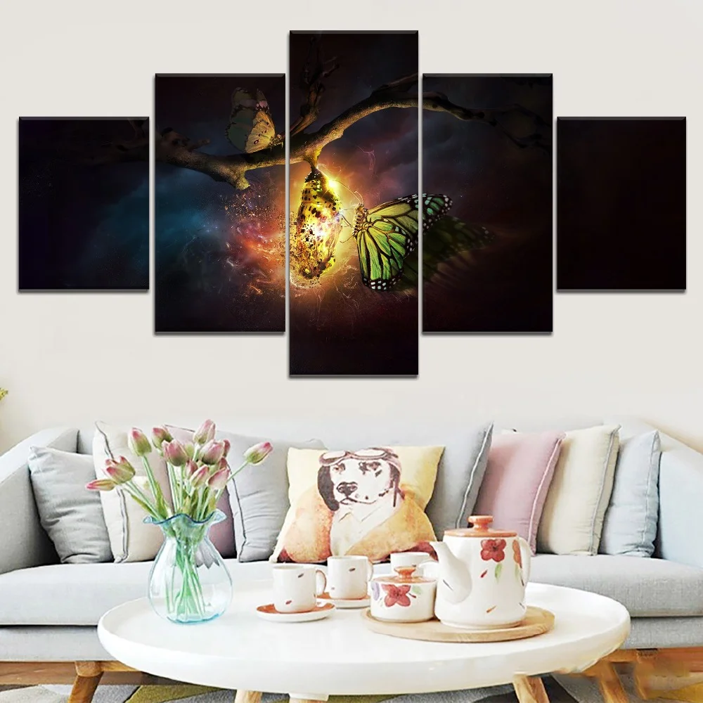 

Canvas Painting 5 Piece Butterfly Broken Pupa Animal Landscape Canvas Wall Art Home Decor For Living Room Wall Picture