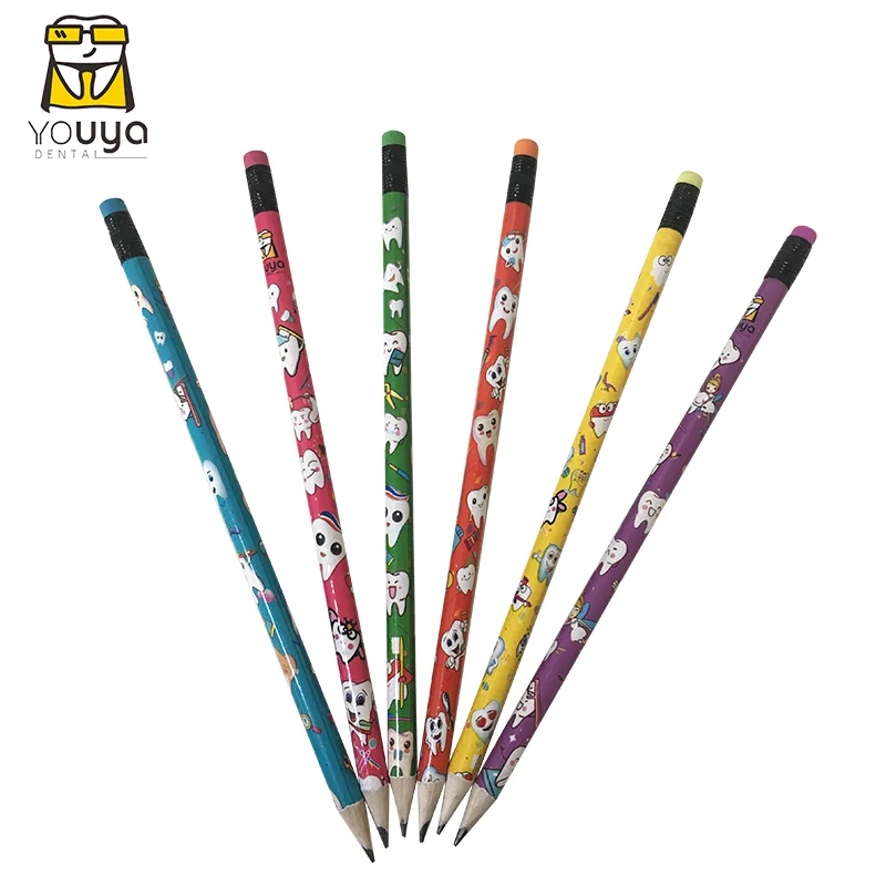 50pcs Cute Pencils For Kids Girls Lead Pencil Packs For School Student Cartoon Tooth Pattern Dentist Dentistry Accessories Gifts