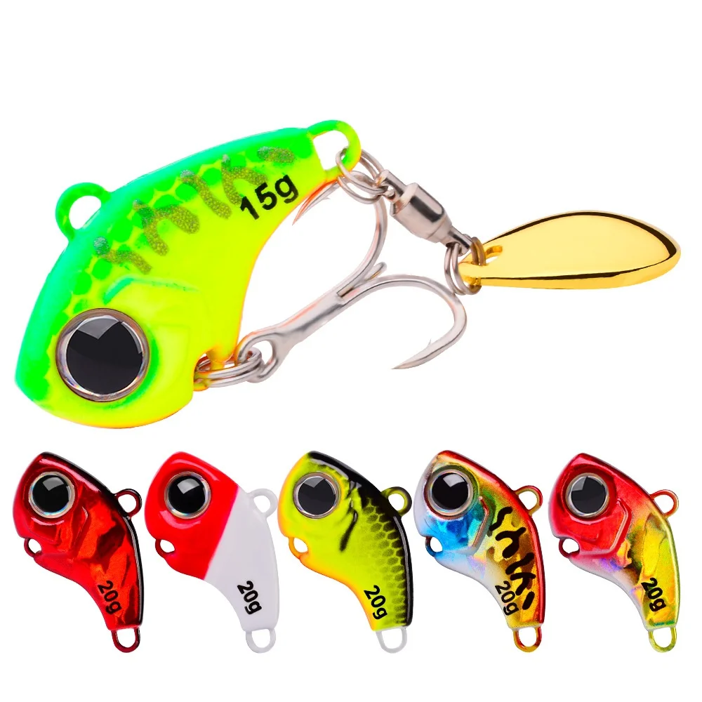 1Pcs Rotating Metal VIB Vibration Bait Spinner Spoon Fishing Lures 5g 10g 15g 20g Jigs Trout Winter Fishing Hard Baits Tackle