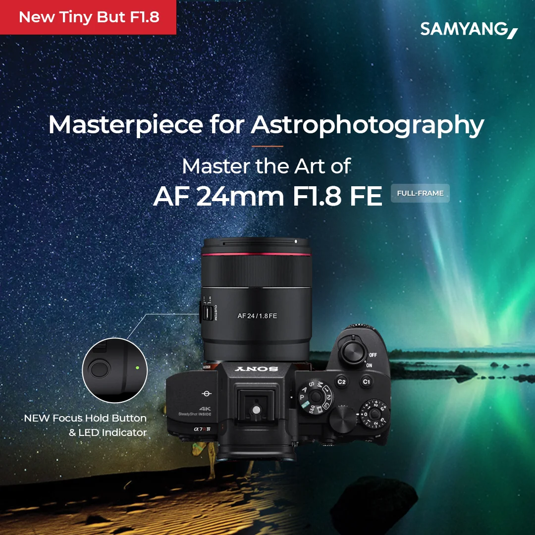 Original Samyang AF 24mm F1.8 FE Lens For Sony FE Camera Full Frame Auto Focus Camera Lens For Scenery Starry Sky Night View