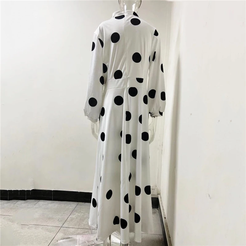 Plus Size Clothing Women Boho Long Maxi Dress 5XL Casual Dots Dresses Bow Elegant Ladies Big Shirt Dress Wholesale Dropshipping