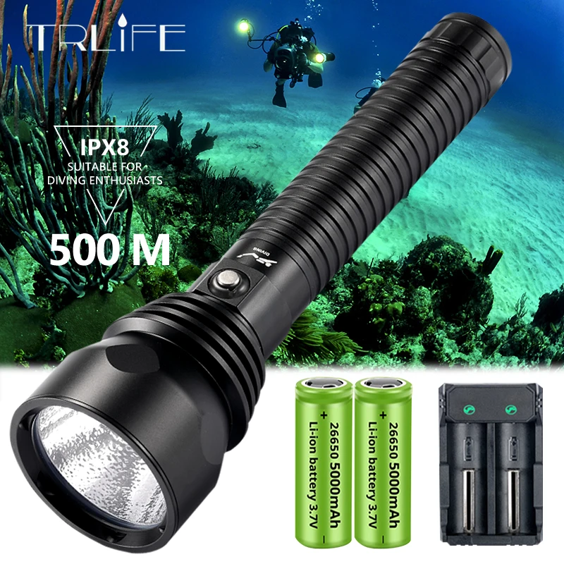 

10000mAh XHP90.3 Most Powerful LED Scuba Diving Flashlight 200m Underwater Torch 4000LM Waterproof XHP70 Dive Lamp Lantern Light