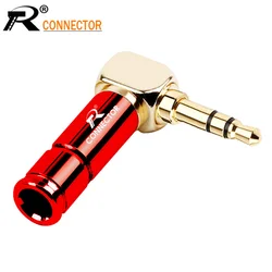 4pcs 3.5mm Jack Audio Video Connector L Shape 3/4 Poles Professional Stereo Audio Plug Gold-Plated