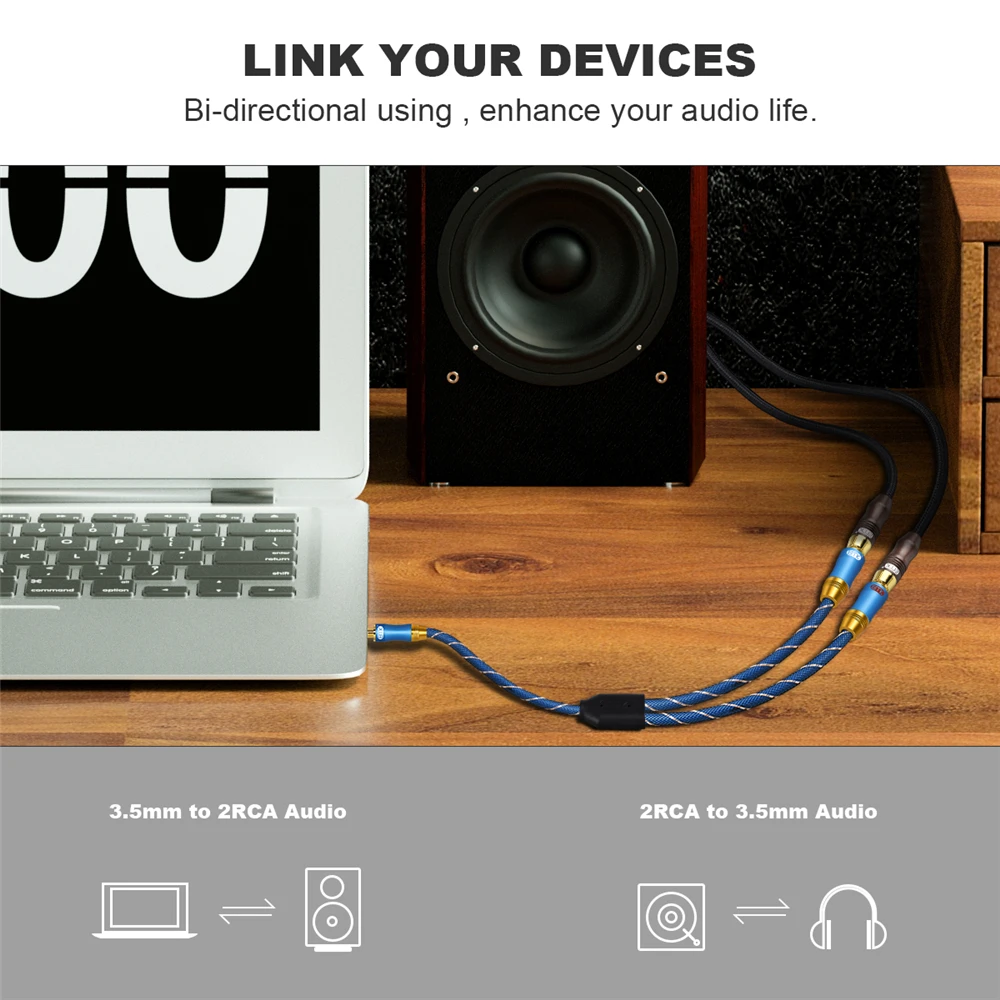 EMK 3.5mm do 2RCA stereofoniczny kabel Audio 3.5mm 1/8 \