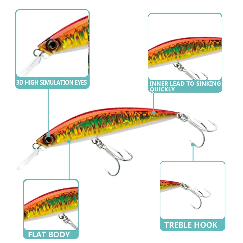 1PCS Hot sale 29g 90mm Minnow lure Long casting lure Sinking Fishing LureLaser Hard Professional Seawater
