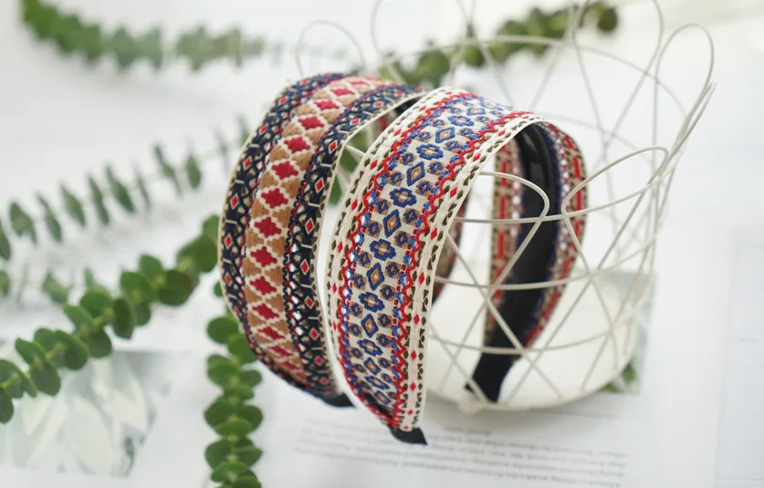 Embroidery Ethnic Retro Bohemian Braided Hairband Women Girls Hair Head Bands Headband Korea Hair Scrunchy Antislip Headdress