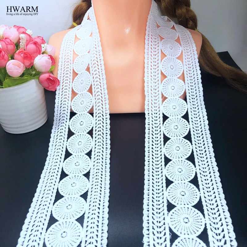 5yard/lot 7.5cm white african lace fabric ribbon trim DIY Small circle wedding clothing sewing accessories hollow water-soluble