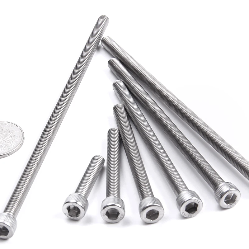 M2 M3 M4 M5 M6 M8 M10 M12 DIN912 304 Stainless Steel Inner Hexagon Lengthen Screw Knurled Cup  Bolts Extra Long