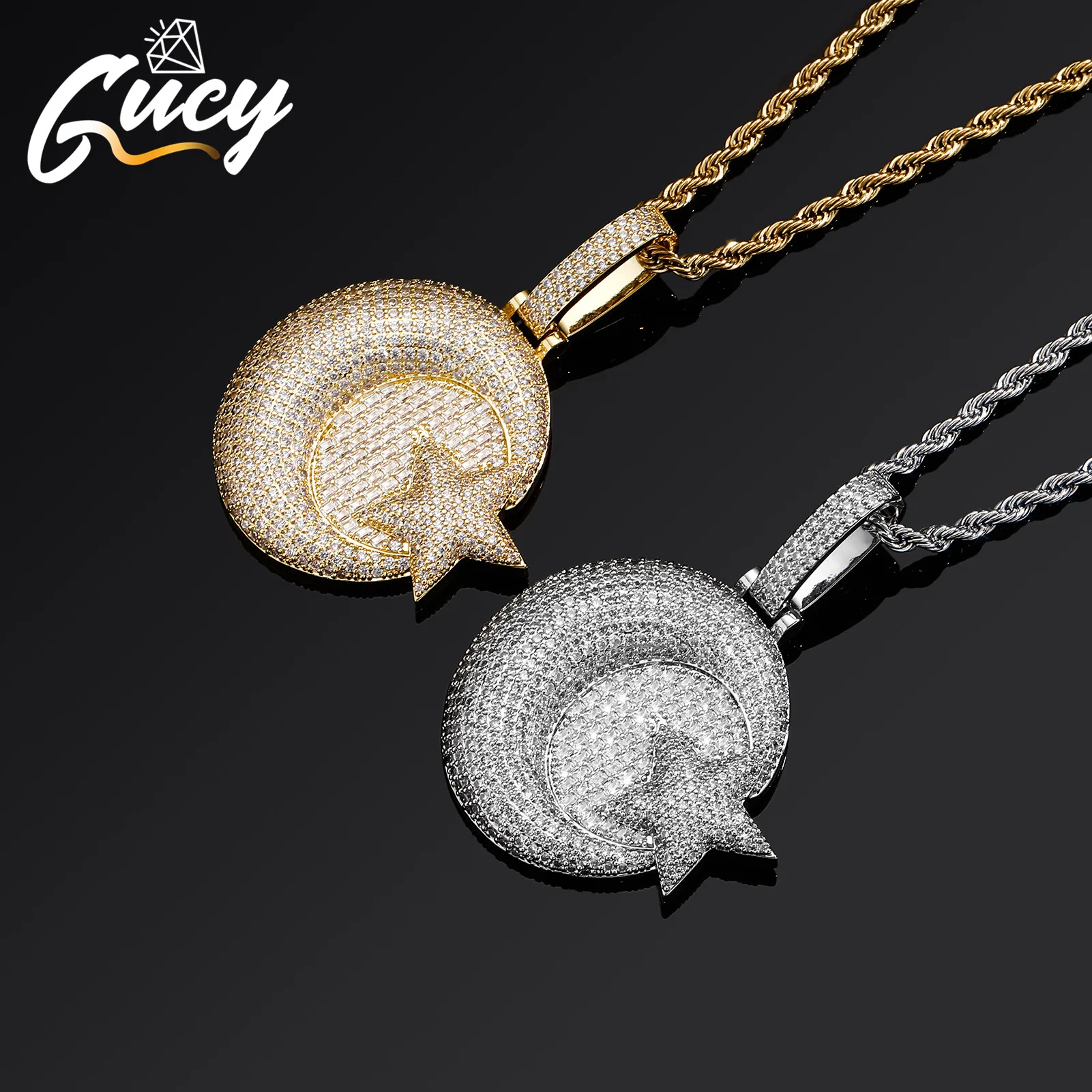 

GUCY Hip Hop Bling Cubic Zirconia Star And Moon Pendants Necklaces For Men Jewelry