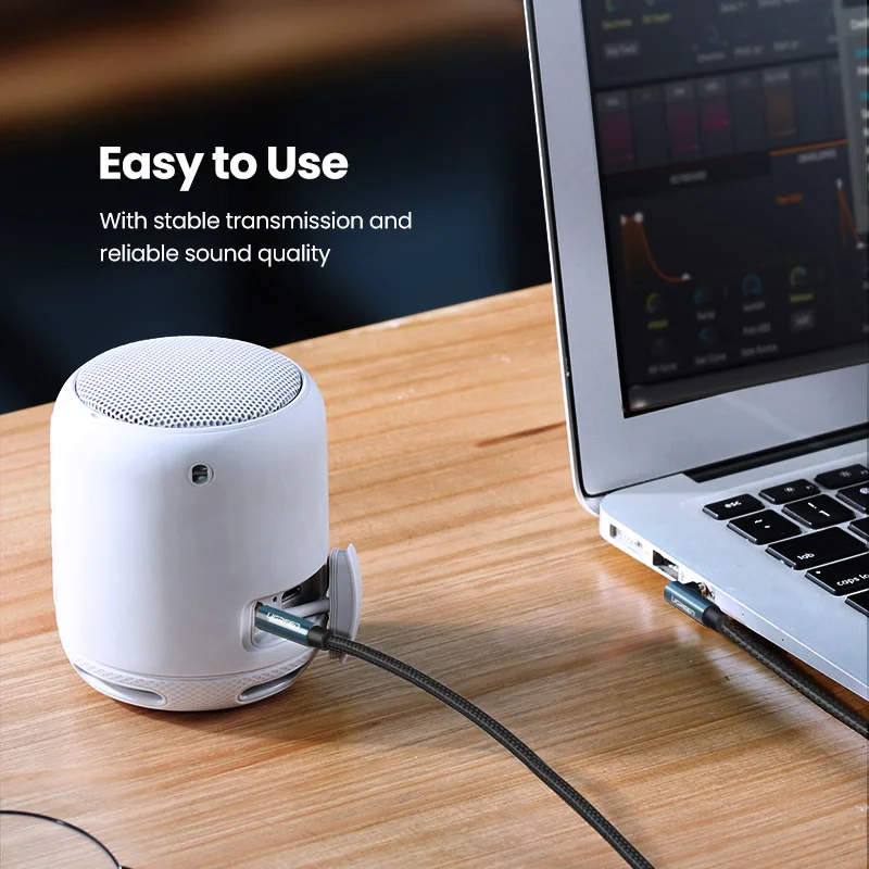 UGREEN Aux Cable Audio Hi-Fi Stereo Male to Male 90 Degree Right Angle 3.5mm Speaker Universal Braided Auxiliary Audio Cord