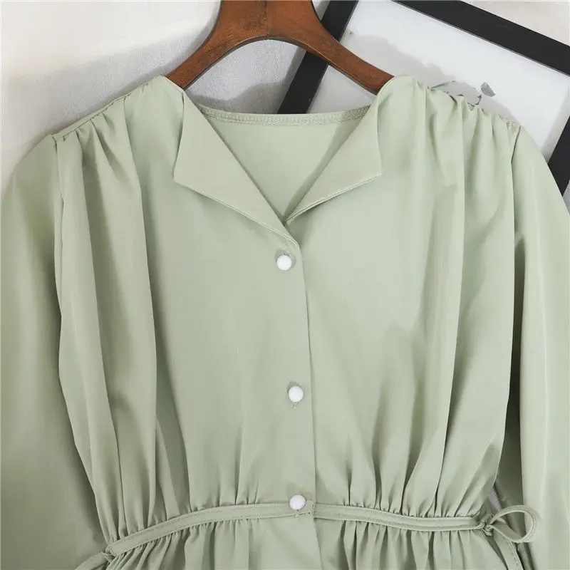 Spring Korean Lace-up Shirt Fashion Women Sweet Elegant Blousa V-neck Long Sleeve Chic Blouse Casual Vintage New Chiffon Tops