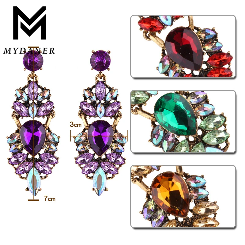 MYDANER Fashion Crystal Rhinestones Long Dangle Earrings Trendy Big Statement Tassel Pendant Earrings for Women Weddings Jewelry