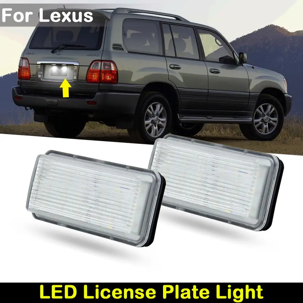 For Lexus LX470 GX470 LX570  Car Rear White LED License Plate Light Number Plate Lamp