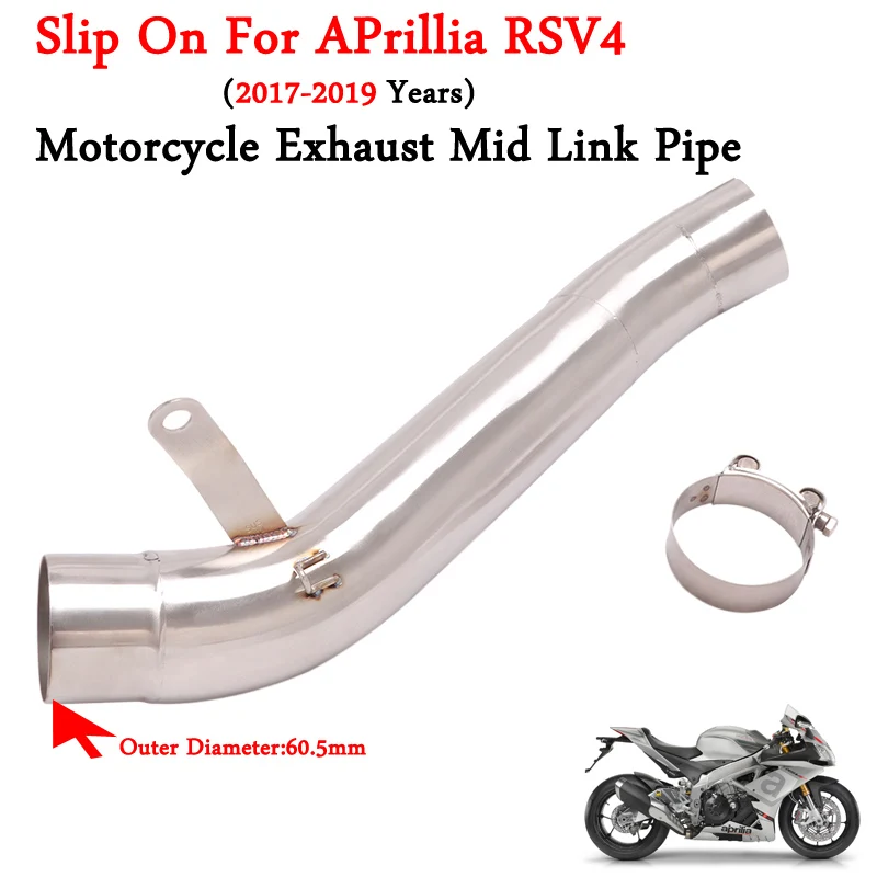 Slip On For Aprilia RSV4 2017 2018 2019 Connection 60mm Muffler Motorcycle Exhaust Pipe Escape System Middle Link Pipe