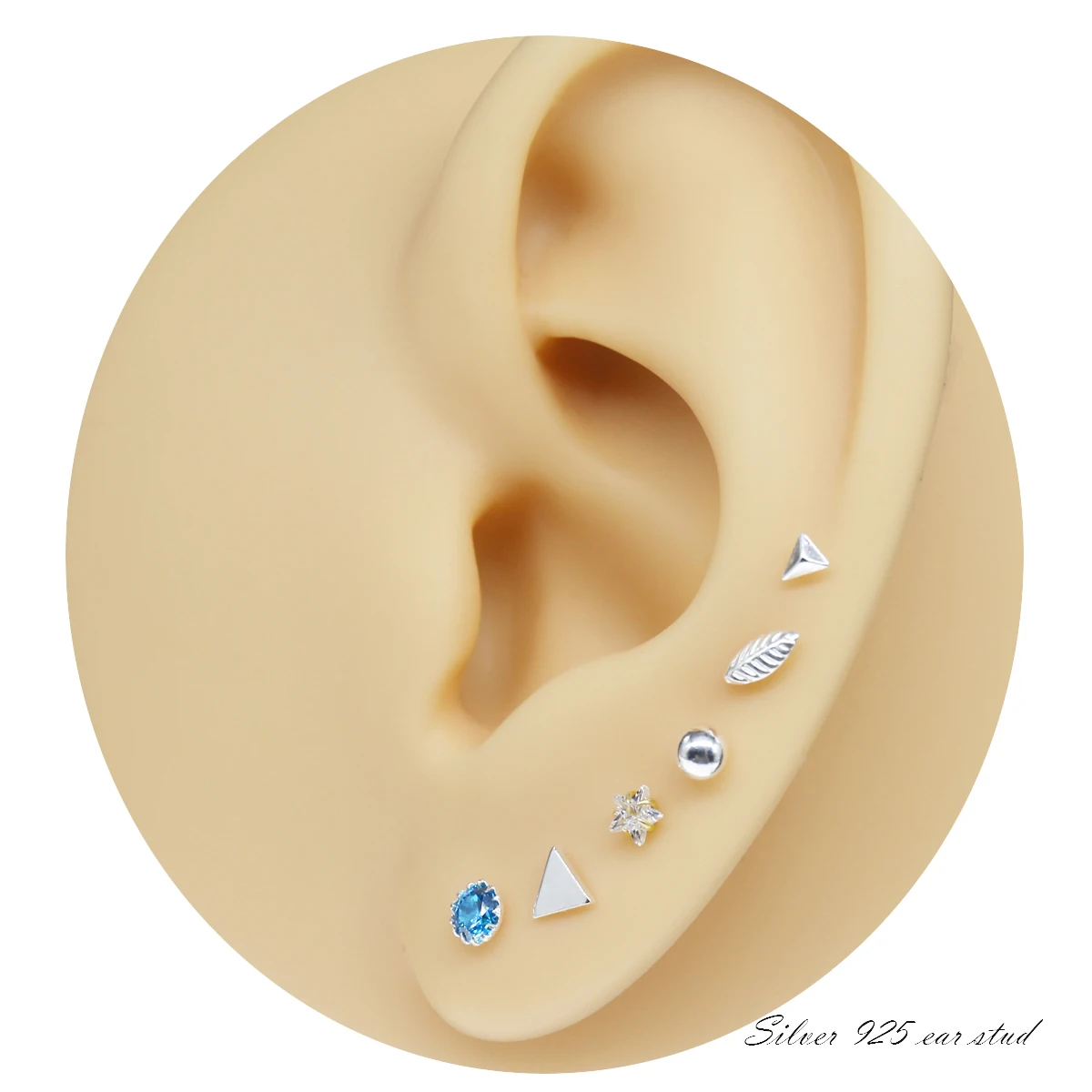 New Arrival 925 Silver Dainty Earrings Stud Piercing Set Piercing Jewelry Fashion Body Jewelry Aretes