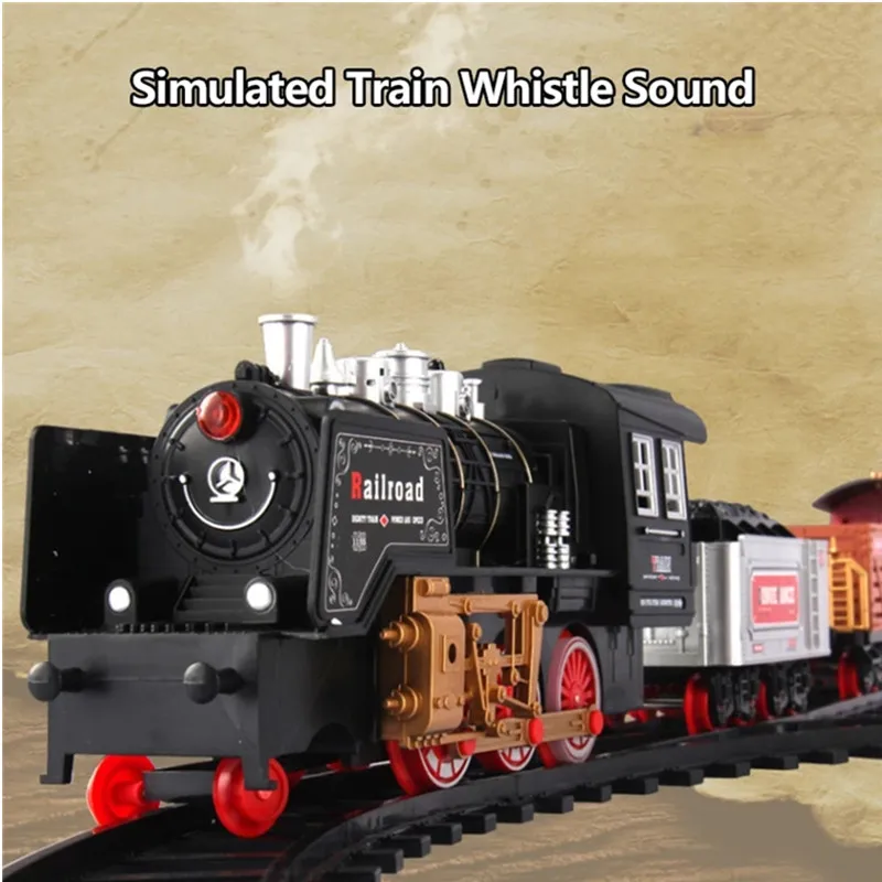 High Simulation Smoking Train With Rechargeable 2.4G RC Steam Train DIY Assembly Block Railway Brain Game Sound Spray Steam Toy