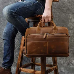 Men's Crazy Horse Leather Briefcase 15