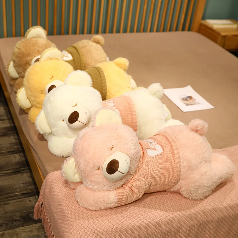 

80-100cm Kawaii Animal Plush Bear With Sweater Dolls Kids Stuffed Toys for Children Soft Sleeping Teddy Pillow Cushion