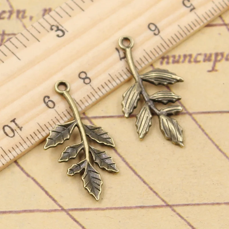 20pcs Charms Branch Leaf 30x16mm Tibetan Bronze Silver Color Pendants Antique Jewelry Making DIY Handmade Craft