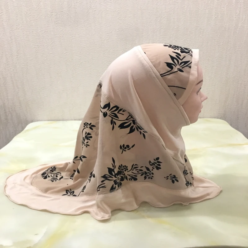 H091 beautiful small girl hijab fit 2-5 years old girls muslim scarf islamic headscarf hat amira pull on headwrap