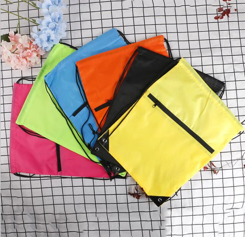 

DHL50pcs Drawstring 210polyest fabric waterproof folding Marketing PromotionBackpack With Zipper