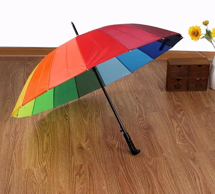 

100pcs Fedex Wholesale Rainbow Umbrella Water Proof Sun Rain 16k Golf Umbrella Golf Automatic Long-handle Wholesale