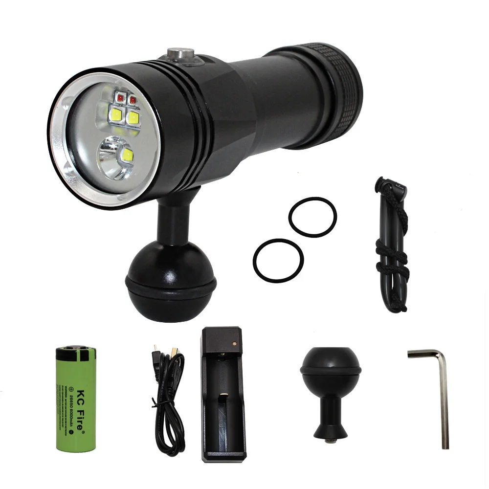 Uranusfire-luz de relleno para vídeo de buceo, lámpara subacuática XM-L2 XPE led, 3 modos, blanco, rojo, fotografía, linterna táctica para buceo