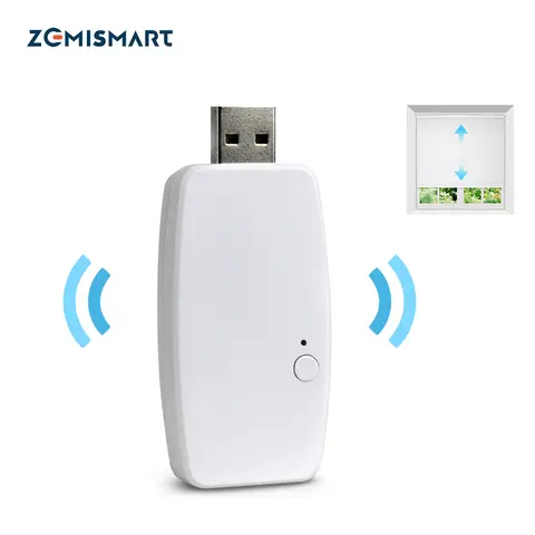 자세히 둘러보기 Am15 RF 롤러 쉐이드 모터 용 Zemismart Wifi USB 동글 Tuya App 제어 미니 디자인 스마트 커튼 모터
