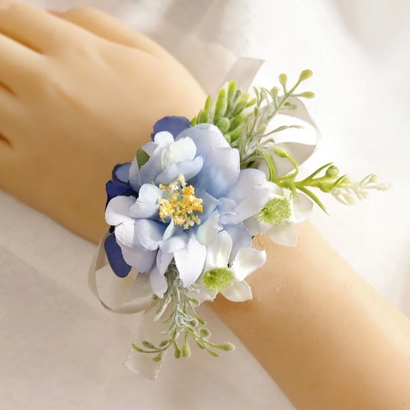 Neue Hochzeit Blume Im Knopfloch Blau Blume Korsagen Seide Rosen Ehe Corsage Bräutigam Gäste Brosche Hochzeit Zubehör