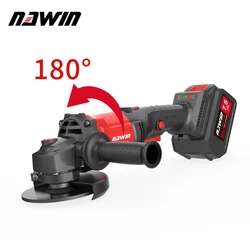 NAWIN 125mm 3 Speed Brushless Electric Angle Grinder Grinding Machine Cordless DIY Woodworking Power Tool For 20V Lithium