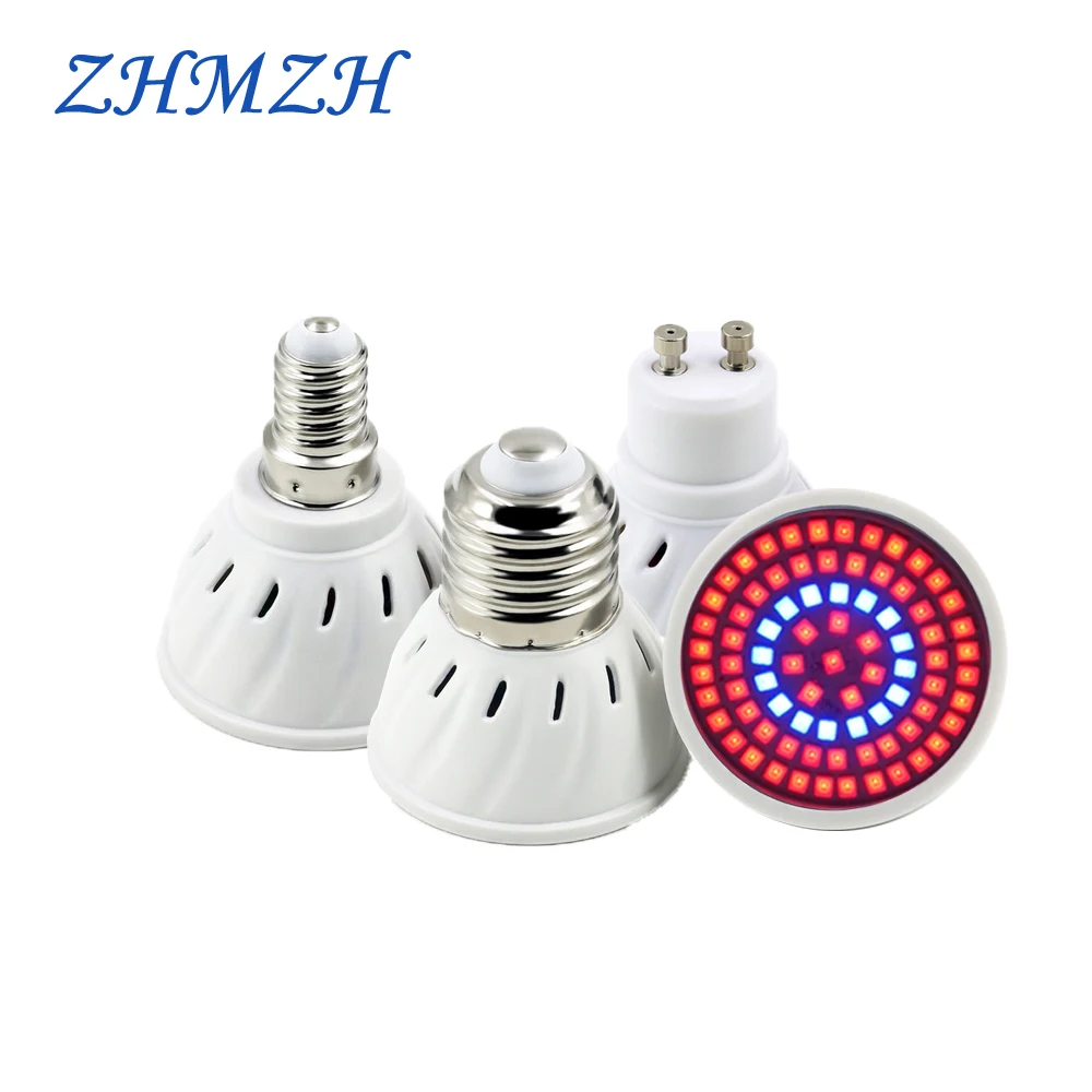 ZHMZH 60LEDs 80LEDs Growing Lamp Bulb Full Spectrum For Indoor Garden Plant Grow Lights E27 E14 MR16 GU10 220V 110V