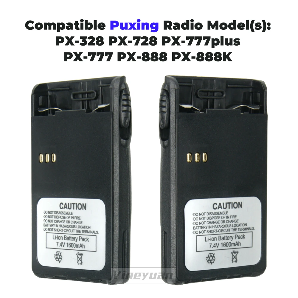 7.4V 1600mAh Replacement LI-ION Battery for PUXING PX-777 PX777 PX888 PX-328  PX-888K  PX-728 PX-777plus VEV-3288S Radio Battery