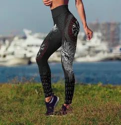 PLstar Cosmos Women Leggings Fashion 3D Printed Fenrir Wolf Tattoo Leggings Sexy Elastic Female Skinny Leggings Gothic DDK15