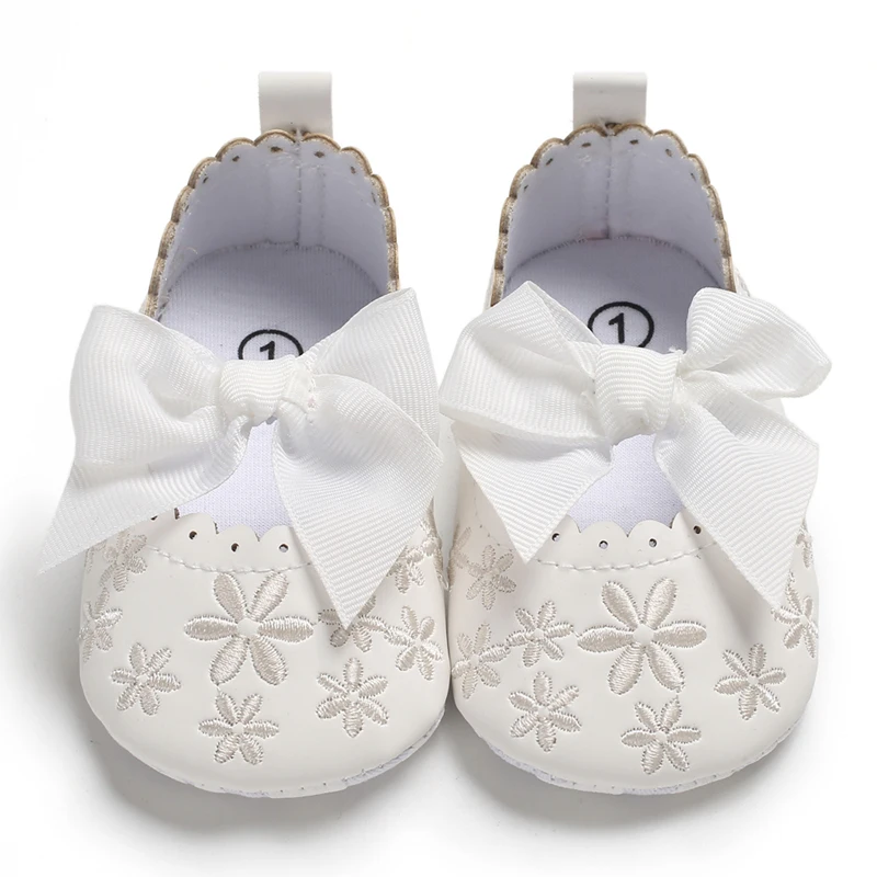 Prewalker Spring And Autumn Baby Cute Bow Flowers 0-18 Months Cotton Flat Shoes Don\'t Fall Off Baby Walking Shoes