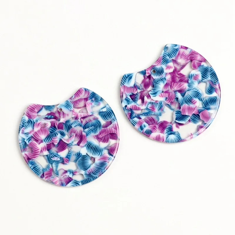 Tortoise Shell Earring Charm,Acetate Acrylic Beads,Special Round Shaped Pendants,Boho,Circle Cutout Earrings Parts,36mm-ACE182