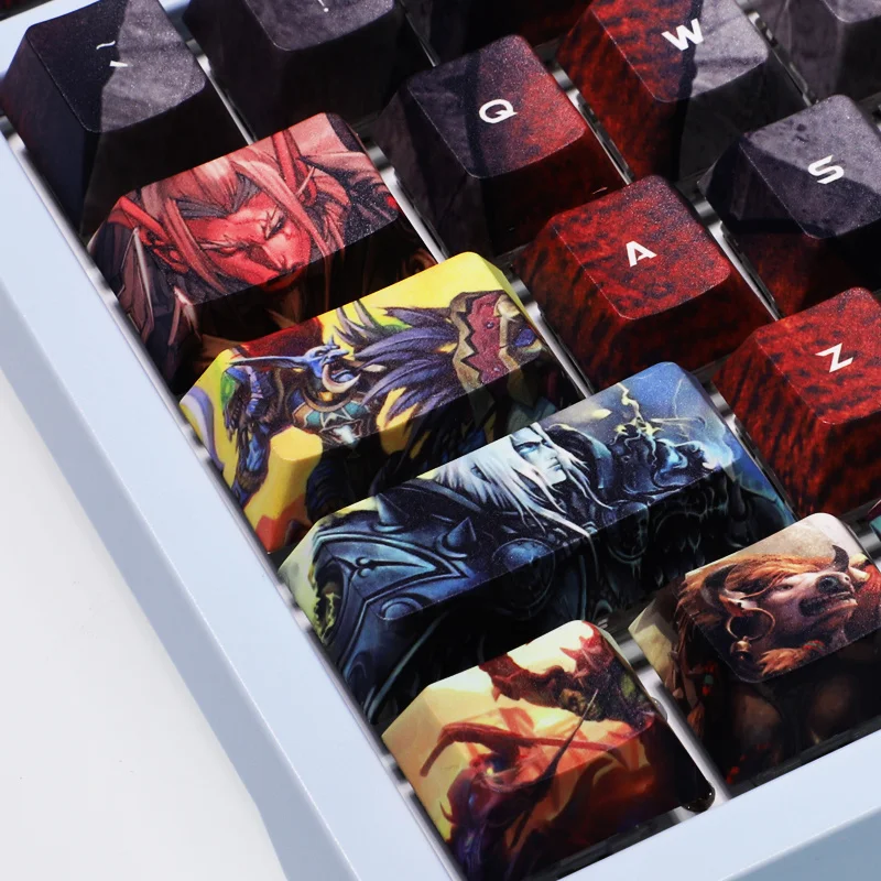 1 Set PBT 5 Côtés Sublimation Keycaps Bidimensionnel Anime Jeu Capuchons Pour WOW Cerise Profil Keycap