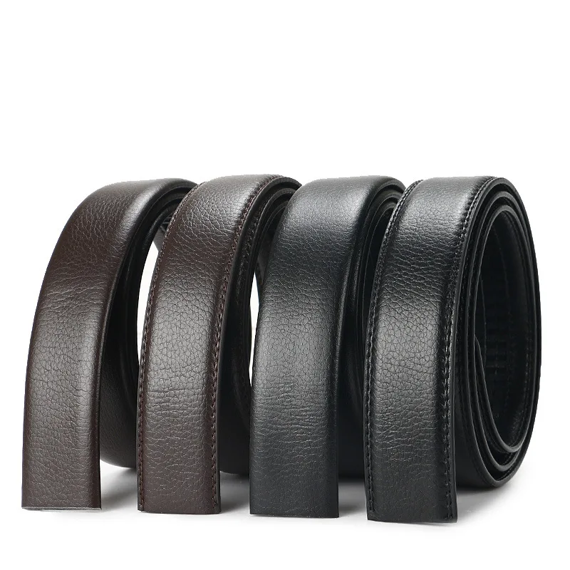 Men\'s Genuine Leather Belts No Buckle Belts Men Fashion Casual Automatic Buckle Belts High Quality Black Brown Waistband 3.5cm