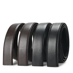 Men's Genuine Leather Belts No Buckle Belts Men Fashion Casual Automatic Buckle Belts High Quality Black Brown Waistband 3.5cm