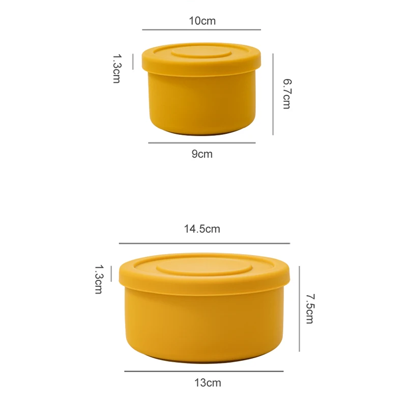 Caja de almacenamiento de alimentos de silicona para bebés, cuenco redondo Bento de cocina, platos de calefacción para microondas, vajilla para niños