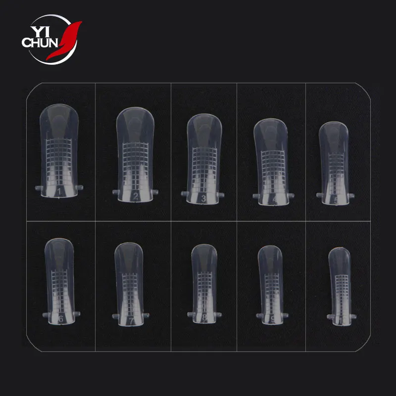 10 Size 100 Pcs Reusable  Manicure Fiber Nail Form Artificial Finger Tip For Professional Poly Acrylic Gel Nail Extensions