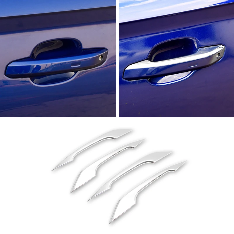 For Audi A4 (B9) A5 (F5) Q5 (FY) 2018 2019 4pcs Car Exterior Door Handle Cover ABS Carbon Texture / Glossy Chrome Protector Trim