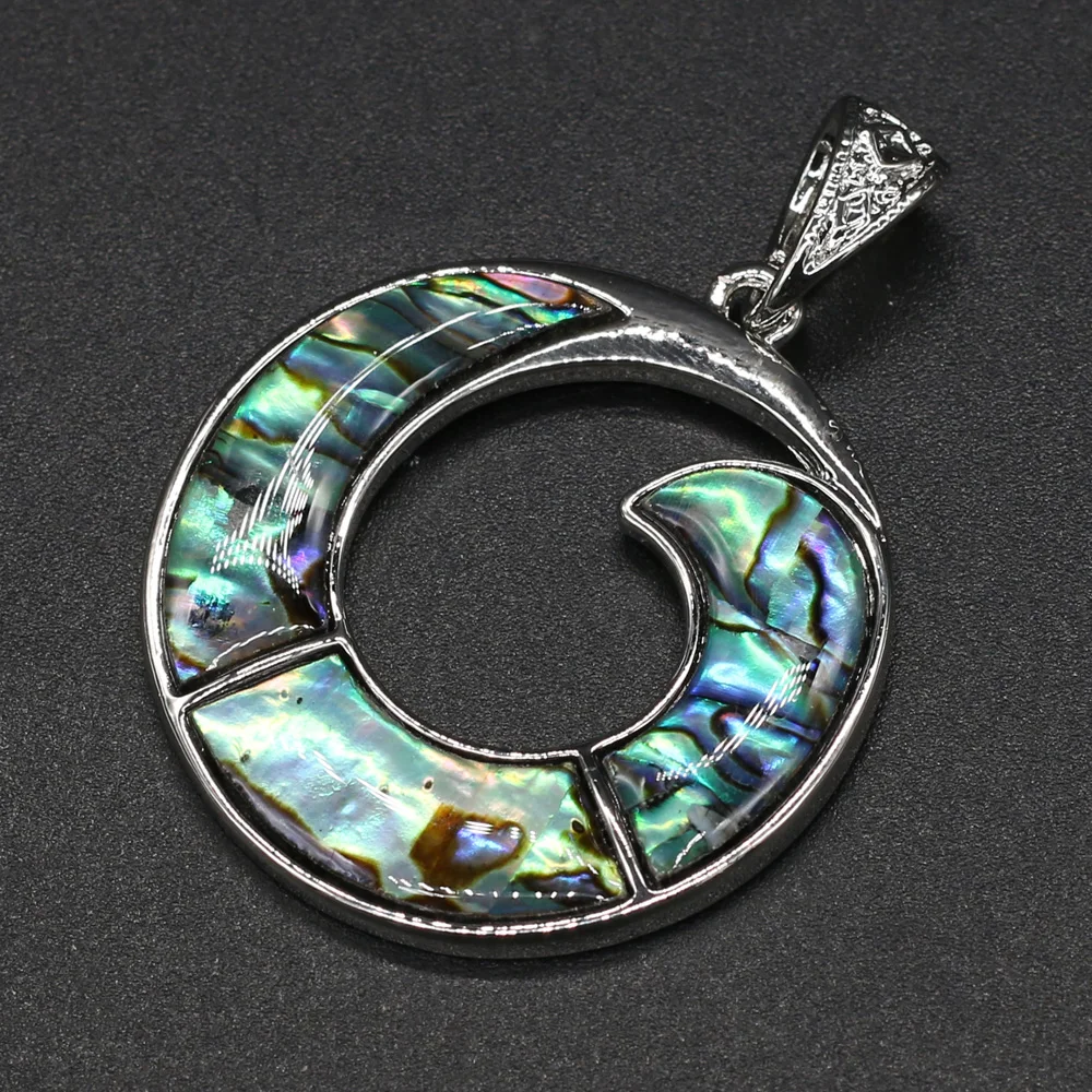 Natural Shell Pendant Round Mother of Pearl Abalone Shell Exquisite charms For jewelry making DIY Necklace accessories 40x43mm