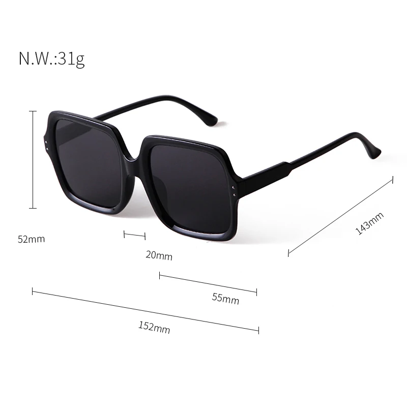 Vintage Trendy Wide Oversized Sunglasses Women 2020 Brand Designer Retro Square Frame Chic Sun Glasses Shades Accessory S322