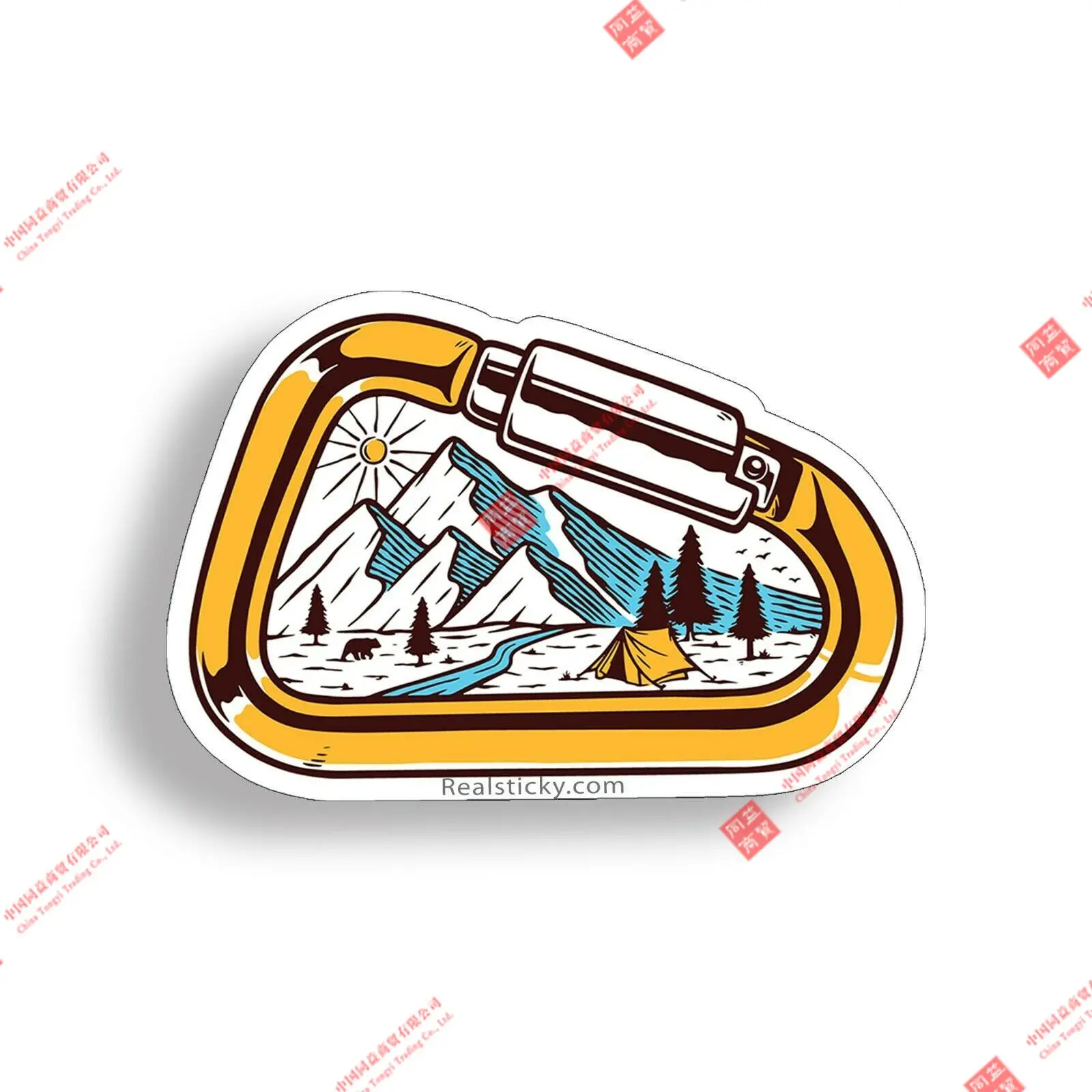 Interesting Car Carabiner Hiking Sticker Hike Mountain Climb Cup Car Vehicle Window Bumper Decal Car Decal  Decoration Laptop