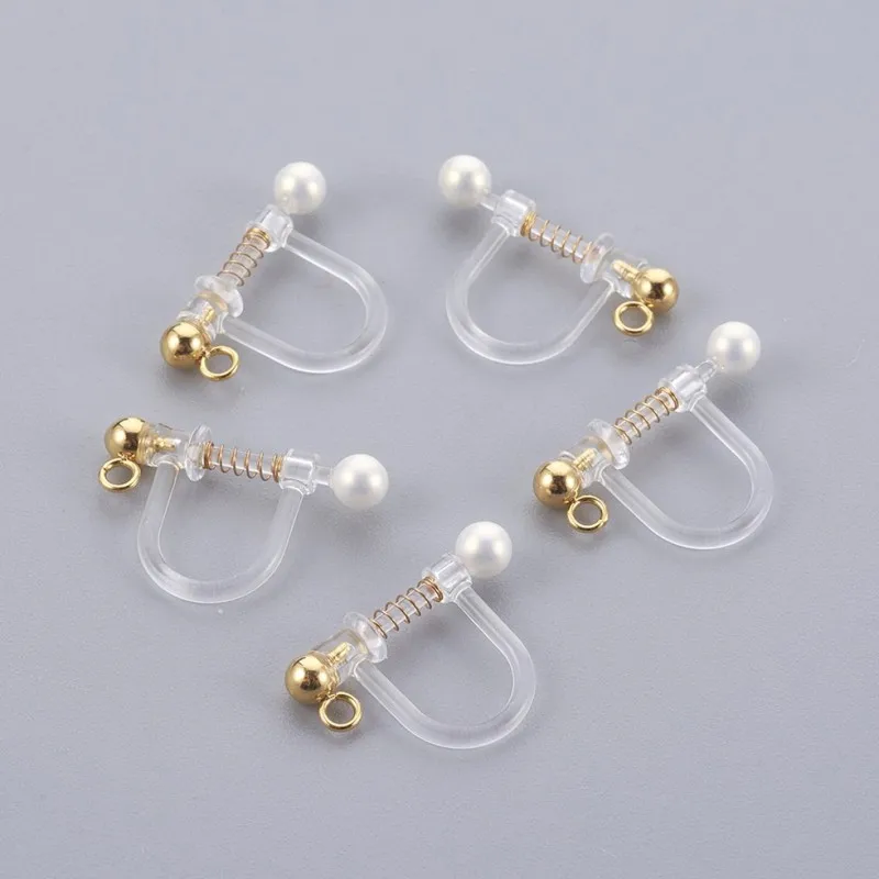 

10pcs Plastic Clip-on Earring Findings for Jewelry Making Clip on Earrings for Crafts with Shell Preal 17.5x11.5x3mm,Hole:1.1mm