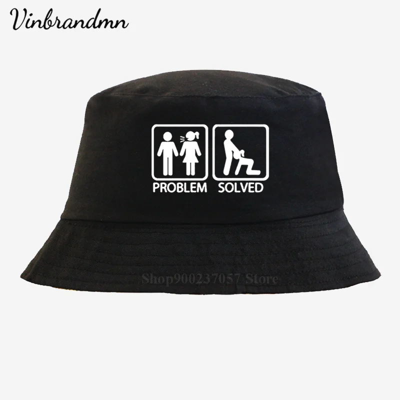 PROBLEM SOLVED letter Print bucket hat fashion men women fisherman hats summer outdoor hunting fishing caps harajuku trendy hats